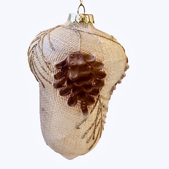 GERSON White Finial Acorn Glitter Glass Ornament Christmas Large Size 6" NEW - Picture 10 of 11
